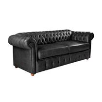 Sofá Chesterfield Capitone Luis XV Vicenzo Couro Eco Preto 1,80M / Decoracao, sala tv estar, recepçao