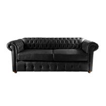 Sofá Chesterfield Capitone Luis XV Vicenzo Preto Couro Eco 2M / Decoracao, sala tv estar, recepçao