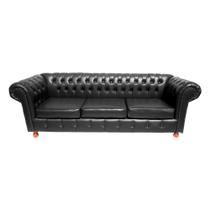 Sofá Chesterfield Capitone Luiz XV Corano Preto 1,80 Sofá Chesterfield Capitone Luiz XV Corano Preto 1,80