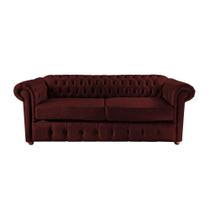 Sofá Chesterfield Capitone Luiz XV Suede Cinza 2,30cm