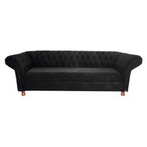 Sofá Chesterfield Conde Del 2,30m Suede Preto / decoração , Sala , Recepção
