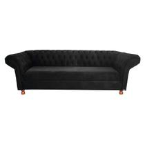 Sofá Chesterfield Conde Del 2,30m Suede Preto / decoração , Sala , Recepção