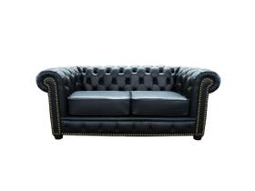 Sofá Chesterfield de Couro 2 Lugares - Preto