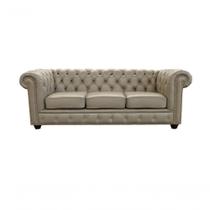 Sofá Chesterfield De Couro 3 Lugares Avelã - Mempra Sofá Chesterfield De Couro 3 Lugares Avelã - Mempra
