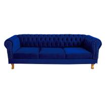 Sofá Chesterfield Duque 3 lugares 1,80 - Suede Azul Marinho / sala de estar, recepção, barbearia