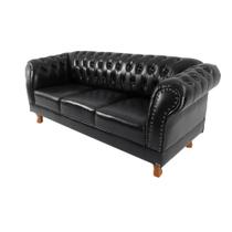 Sofá Chesterfield Duque 3 lugares 2,30 - Corano Preto / sala de estar, recepção, barbearia