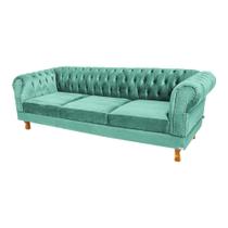 Sofá Chesterfield Duque 3 lugares 2M - Suede Acqua / sala de estar, recepção, barbearia Sofá Chesterfield Duque 3 lugares 2M - Suede Acqua / sala de estar, recepção, barbearia