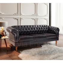 Sofá Chesterfield Duque 3 Lugares Via Encanto Courano Preto