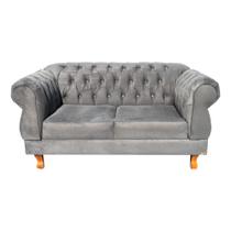 Sofá Chesterfield Elisabeth 2 Lugares 1.50M Suede Cinza/ sala de estar, decoração, recepção, barbearia Sofá Chesterfield Elisabeth 2 Lugares 1.50M Suede Cinza/ sala de estar, decoração, recepção, barbearia
