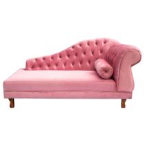 Sofá Chesterfield Elisabeth Divã 1,43m- Veludo Rosa / decoração, sala, consultório, psicólogo