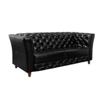 Sofá Chesterfield Em Material Sintético 2 lugares Preto - Art Estofados