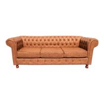 Sofá Chesterfield Luís XV 2,30M Couro Eco Caramelo / decoração, Sala , Recepção