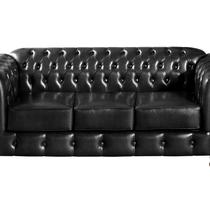 Sofá Chesterfield Luís Xv 3 Lugares Retrô Decoração Preto Sofá Chesterfield Luís Xv 3 Lugares Retrô Decoração Preto