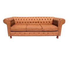 Sofá Chesterfield Luiz XV 2,30 c. Ecológico Caramelo sala de estar/recepção/ barbearia