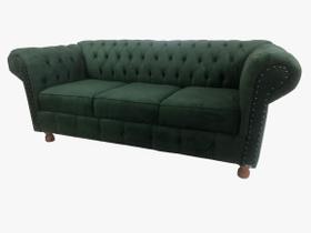 Sofá Chesterfield Luiz XVCapitonê 2,30m Suede Verde Musgo SALA/RECEPÇÃO/BARBEARIA