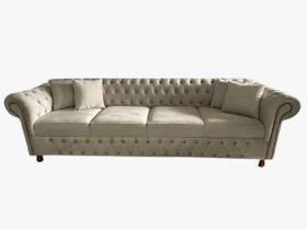 Sofá Chesterfield Luiz XVCapitonê 2,60m Suede Nude SALA/RECEPÇÃO/BARBEARIA