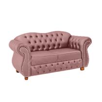 Sofá Chesterfield Merlo 2 Lugares 2,30 - Veludo Rosê / Decoração, recepção, sala tv estar