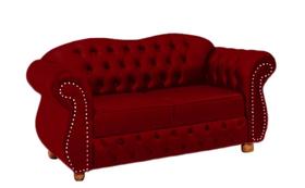 Sofá Chesterfield Merlo 2 Lugares 2,30 - Veludo Vermelho / Decoração, recepção, sala tv estar