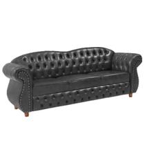 Sofá Chesterfield Merlo 3 lugares 1,80 - Corano Preto / Decoração, recepção, Barbearia, sala tv estar