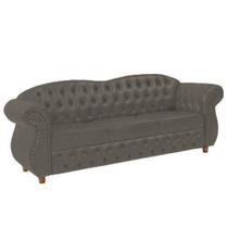 Sofá Chesterfield Merlo 3 lugares 1,80 - Suede Cinza Camurça / Decoração, recepção, Barbearia, sala tv estar