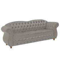 Sofá Chesterfield Merlo 3 lugares 1,80 - Suede Cinza Prata / Decoração, recepção, Barbearia, sala tv estar Sofá Chesterfield Merlo 3 lugares 1,80 - Suede Cinza Prata / Decoração, recepção, Barbearia, sala tv estar