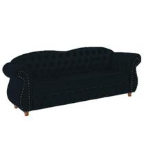 Sofá Chesterfield Merlo 3 lugares 1,80 - Suede Preto / Decoração, recepção, Barbearia, sala tv estar