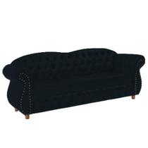 Sofá Chesterfield Merlo 3 lugares 1,80 - Suede Preto / Decoração, recepção, Barbearia, sala tv estar