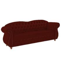 Sofá Chesterfield Merlo 3 lugares 1,80 - Veludo Bordo / Decoração, recepção, Barbearia, sala tv estar