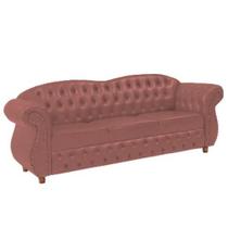 Sofá Chesterfield Merlo 3 lugares 1,80 - Veludo Rosa / Decoração, recepção, Barbearia, sala tv estar