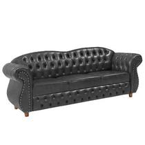 Sofá Chesterfield Merlo 3 Lugares 2,30 - Corano Preto / Decoração, recepção, sala tv estar