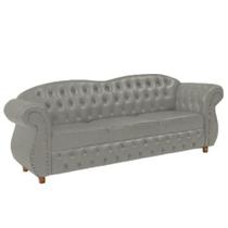 Sofá Chesterfield Merlo 3 lugares 2,30 - Suede Cinza Prata / Decoração, recepção, Barbearia, sala tv estar Sofá Chesterfield Merlo 3 lugares 2,30 - Suede Cinza Prata / Decoração, recepção, Barbearia, sala tv estar