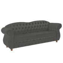 Sofá Chesterfield Merlo 3 lugares 2M - Veludo Cinza Chumbo / Decoração, recepção, Barbearia, sala tv estar Sofá Chesterfield Merlo 3 lugares 2M - Veludo Cinza Chumbo / Decoração, recepção, Barbearia, sala tv estar