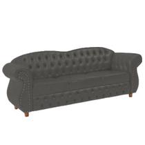 Sofá Chesterfield Merlo 3 lugares 2M - Veludo Cinza Chumbo / Decoração, recepção, Barbearia, sala tv estar