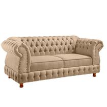 Sofá Chesterfield Moscatto 3 Lugares Via Encanto Linho Bege Sofá Chesterfield Moscatto 3 Lugares Via Encanto Linho Bege