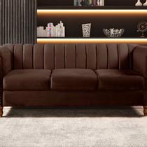 Sofá Chesterfield Realeza 3 Lugares Decoração Retrô Marrom Sofá Chesterfield Realeza 3 Lugares Decoração Retrô Marrom