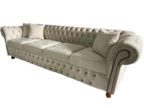 Sofá Chesterfield Victório Veludo Nude 2,60cm