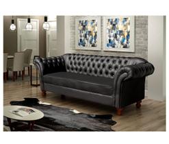 Sofa Chesterfild - Conde D'el - 180cm - Preto - Corano - Almofada Fixa