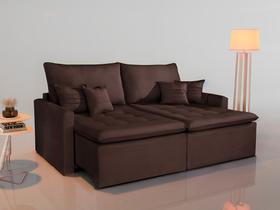 Sofa Chicago Retratil e Reclinavel 2,20 Metros Kasa Comigo Cor Veludo Marrom Sofa Chicago Retratil e Reclinavel 2,20 Metros Kasa Comigo Cor Veludo Marrom