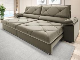 Sofá com Carregador USB e Molas no Assento Retrátil Reclinável Nice 2,10m Veludocristal - NETSOFAS