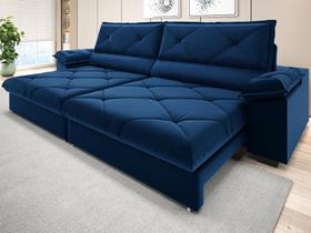 Sofá com Carregador USB e Molas no Assento Retrátil Reclinável Nice 2,50m Veludocristal - NETSOFAS