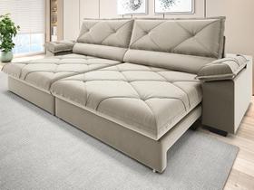 Sofá com Carregador USB e Molas no Assento Retrátil Reclinável Nice 2,90m Veludocristal - NETSOFAS