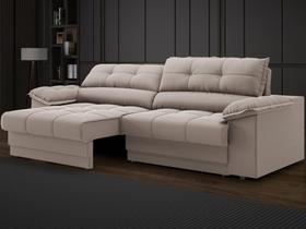 Sofá com Carregador USB Retrátil Reclinável Mimo 2,00m Velosuede Bege - NETSOFAS