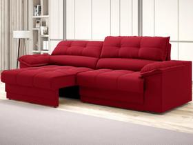 Sofá com Carregador USB Retrátil Reclinável Mimo 2,00m Velosuede Vermelho - NETSOFAS