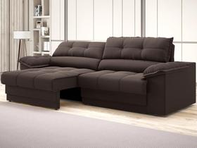 Sofá com Carregador USB Retrátil Reclinável Mimo 2,30m Velosuede Chocolate - NETSOFAS