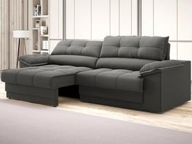 Sofá com Carregador USB Retrátil Reclinável Mimo 2,30m Velosuede Cinza - NETSOFAS Sofá com Carregador USB Retrátil Reclinável Mimo 2,30m Velosuede Cinza - NETSOFAS