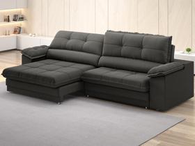 Sofá com Carregador USB Retrátil Reclinável Monaco 2,10m Velosuede Cinza - NETSOFAS Sofá com Carregador USB Retrátil Reclinável Monaco 2,10m Velosuede Cinza - NETSOFAS