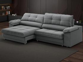 Sofá com Carregador USB Retrátil Reclinável Monaco 2,10m Velosuede Grafite - NETSOFAS