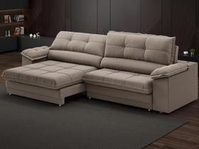 Sofá com Carregador USB Retrátil Reclinável Monaco 2,50m Velosuede Capuccino - NETSOFAS