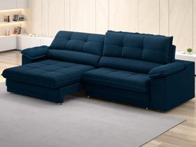 Sofá com Carregador USB Retrátil Reclinável Montreal 2,10m Velosuede Petroleo - NETSOFAS