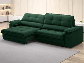 Sofá com Carregador USB Retrátil Reclinável Montreal 2,10m Velosuede Verde - NETSOFAS Sofá com Carregador USB Retrátil Reclinável Montreal 2,10m Velosuede Verde - NETSOFAS